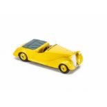 A Dinky Toys 38b Sunbeam Talbot, late post-war export issue, yellow body and hubs, dark green
