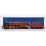 A repainted Hornby-Dublo 00 Gauge 3-Rail 'City of Liverpool' Locomotive and Tender, repainted to