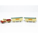 A JRD No 124 Unic Izoard Circus Tractor and Trailer Set, cream/red tractor unit, cream trailers with