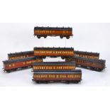 Leeds (LMC) O Gauge Midland and LMS non-corridor Coaches, with lithographed paper sides on wooden
