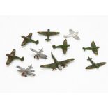 Pre-War Dinky Toy Military Aircraft, 62h Hawker Hurricane (4), 62e Vickers-Supermarine Spitfire (3),