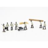 Mignot French Army Fatigue Party (8 figures plus accessories), original Mignot figures with recast