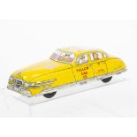 A Marx Toys (USA) Tinplate Mechanical Taxi Cab, detailed tinprinted body in yellow with driver and