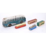 Large-Scale Mettoy Coach and small scale 00 Gauge ESPEWE Coaches, Mettoy blue and grey friction