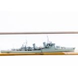 Model of HMS Sheffield in Glazed Display Case, a fine quality model constructed and finished to a