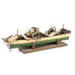A distressed model of 3-masted sailing Ship 'Lorna M', originally built and finished to a very