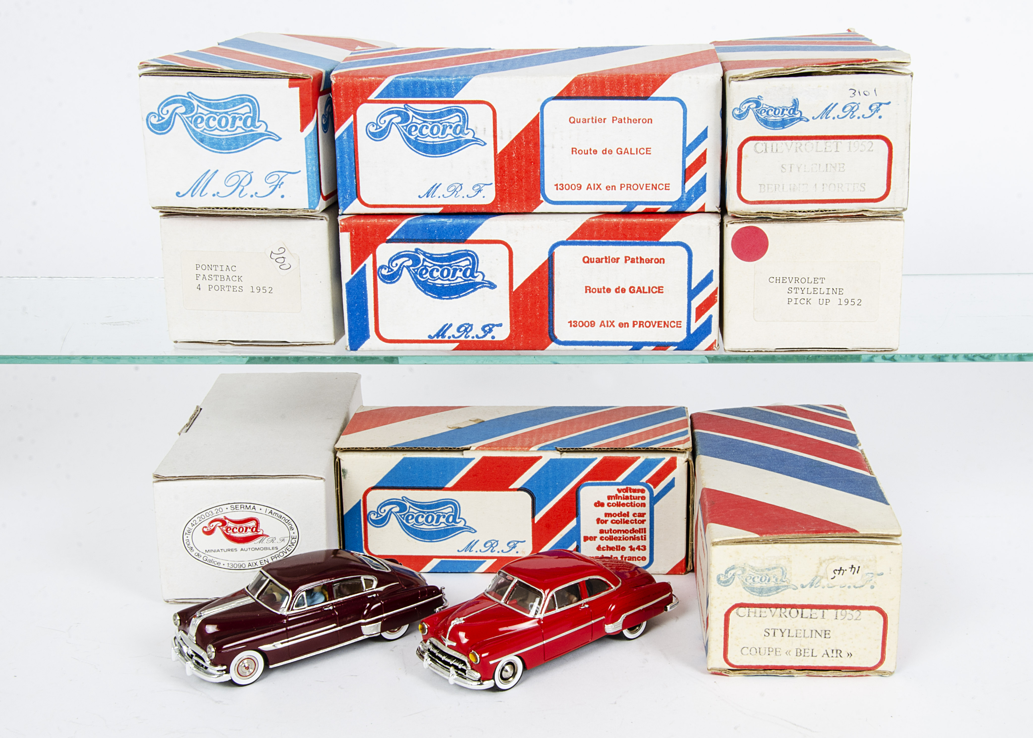 Record 1/43 Resin Model Cars, including Chevrolet Styleline Coupe 1952, Chevrolet Styleline Pick