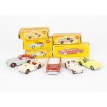 Dinky Toy Competition and Sports Cars, 167 AC Aceca, grey body, red roof and hubs, 105 Triumph TR2