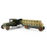 CKO (Kellermann) Tinplate Commercial vehicles, Open Truck, green with yellow and black lining, black