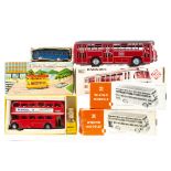 Plastic and Tin Buses, including Minic Motorway M1549 Double Decker Bus 'Bluecol', CKO Kellerman