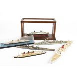 1/1200 Scale and Larger Naval and Merchant Waterline Models, a group of six includes Queen Mary (