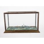 HMS Lookout in Glass Display Case, a hand crafted on a wooden hull 1:1250 scale or similar by Ron