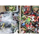 A lot of plastic soldiers by Britains and others comprising Toyway knights, China made knights,