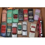 Playworn Cars by Spot On and Dinky, a collection of vintage mainly private vehicles including Spot