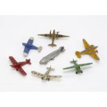 Pre-War Dinky Toy Civilian Aircraft, 60b Leopard Moth, green body, 'G-ACPT' marking, 60c Percival