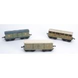 Hornby O Gauge No 2 NE Freight Stock, slightly later examples with auto-couplers and wire door