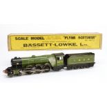 A Bassett-Lowke O Gauge electric 'Flying Scotsman' 4-6-2 Locomotive and Tender, in lithographed LNER