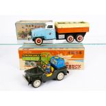 Chinese Tinplate GMC Type Ten Wheel Truck MF768, friction drive motor, light blue cab, white roof,