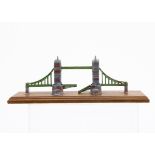 Very rare Taylor and Barrett diecast London Bridge model, fixed to wooden base (base 398mm long,