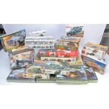 WWII Military Kits, a boxed collection including 1:72 scale Italeri 7004 (3), 7003, 7009, Armourfast