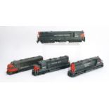 Four American O Gauge 2-rail Southern Pacific 'Main Line' Diesel Locomotives, two Bo-Bos, numbered