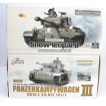 SQS Remote Control 1/16 Scale German Tanks, two boxed models with remotes, 3848-1 Panzerkampfwagen