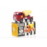 A Benbros Zebra Toys (100) No 16 Ready-Mixed Concrete Lorry, red Foden cab/chassis, beige barrel,