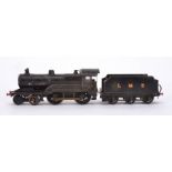 A Leeds (LMC) O Gauge electric 'Standard' LMS 4-4-0 Locomotive and Tender, in white-lined LMS