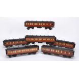 Leeds (LMC) O Gauge LMS corridor Coaches, with lithographed paper sides on wooden bodies, comprising