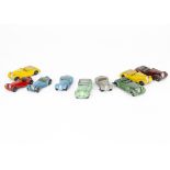 Playworn Dinky Toy 38 Series Cars, 38a Frazer Nash (2), 38b Sunbeam Talbot Sports (2), 38c Lagonda