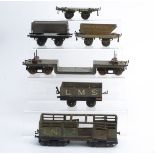 Early Hornby O Gauge Freight Stock for restoration, most with solebar/frame wording, including '50