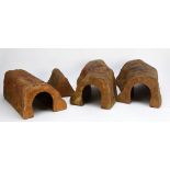 Hornby O Gauge Tunnels, two No 4 curved tunnels, both G-VG, one with crack to upper bracing