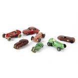 Various makers Tin and plastic Toy cars, Startex pull-back Jaguar, Tri-ang Minic No 3 Racing Car,