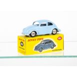 A Dinky Toys 181 Volkswagen Saloon, light blue body, matt black base, spun hubs, M tyres, in