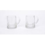 British Railway Half-Pint Glass Tankards Cloth and Carriage Keys, pair of glass tankards with BR