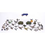 Various Dinky pre and post-war Airplanes Figures and Military Vehicles, various playworn, painted,