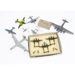 Timpo Toys Bomber Station Set, comprising three diecast camouflaged aircraft with four pilot