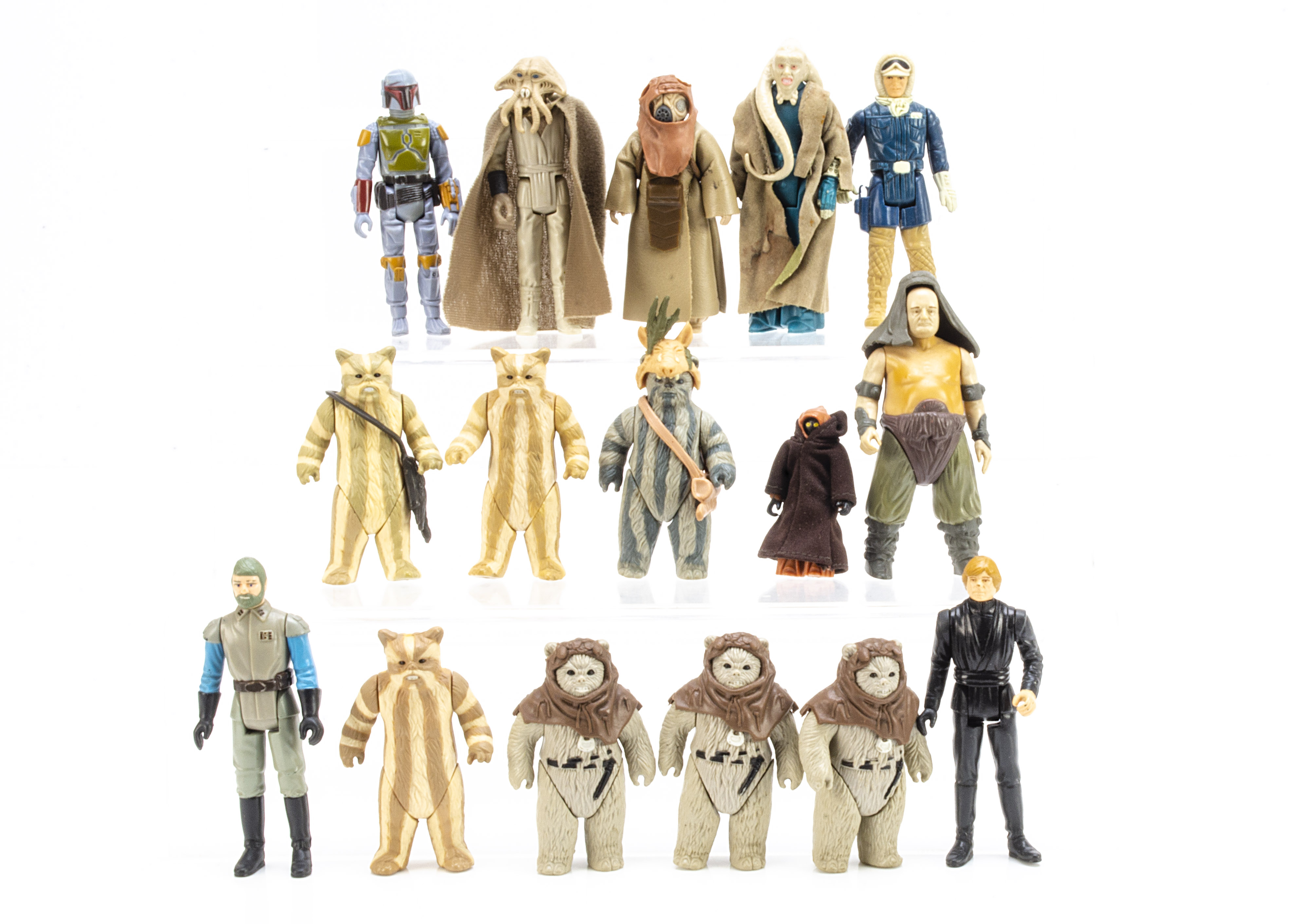 Vintage Star Wars Action Figures, Boba Fett, Teebo, Chief Chirpa (3), Logray (3), Rancor Keeper,