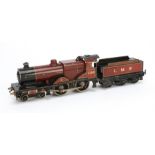 A Bassett-Lowke O Gauge electric 'Compound' 4-4-0 Locomotive and Tender, in lithographed LMS crimson