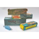 Sutcliffe Mettoy and VIP plastic and tinplate pond boats, Mettoy tinplate battery operated Cabin