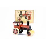 An Einco (Germany) Tinplate Clockwork Steamroller, 1940s-50s, red/black body, cream rollers, with