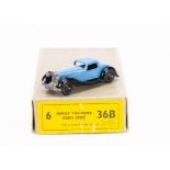 A Dinky Toys 36b Bentley Trade Box, containing one example in mid-blue with black moulded chassis