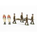 Britains loose unusual smaller helmet version of set 1723 RAMC Stretcher party with bearers and