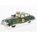 A Marx Toys (USA) Tinplate Mechanical Dick Tracy Siren Squad Car, detailed tinprinted body in dark