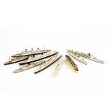 1/1200 Scale Merchant Ship Waterline Models, all unmarked includes, Wilhelm Gustloff, SS Otranto,