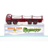 A Dinky Toys 905 Foden Flat Truck With Chains, 2nd type maroon cab, chassis, flatbed and grooved