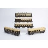 Hornby O Gauge No 2 Special Pullman Car Restoration Projects, one with cream cantrail, the other