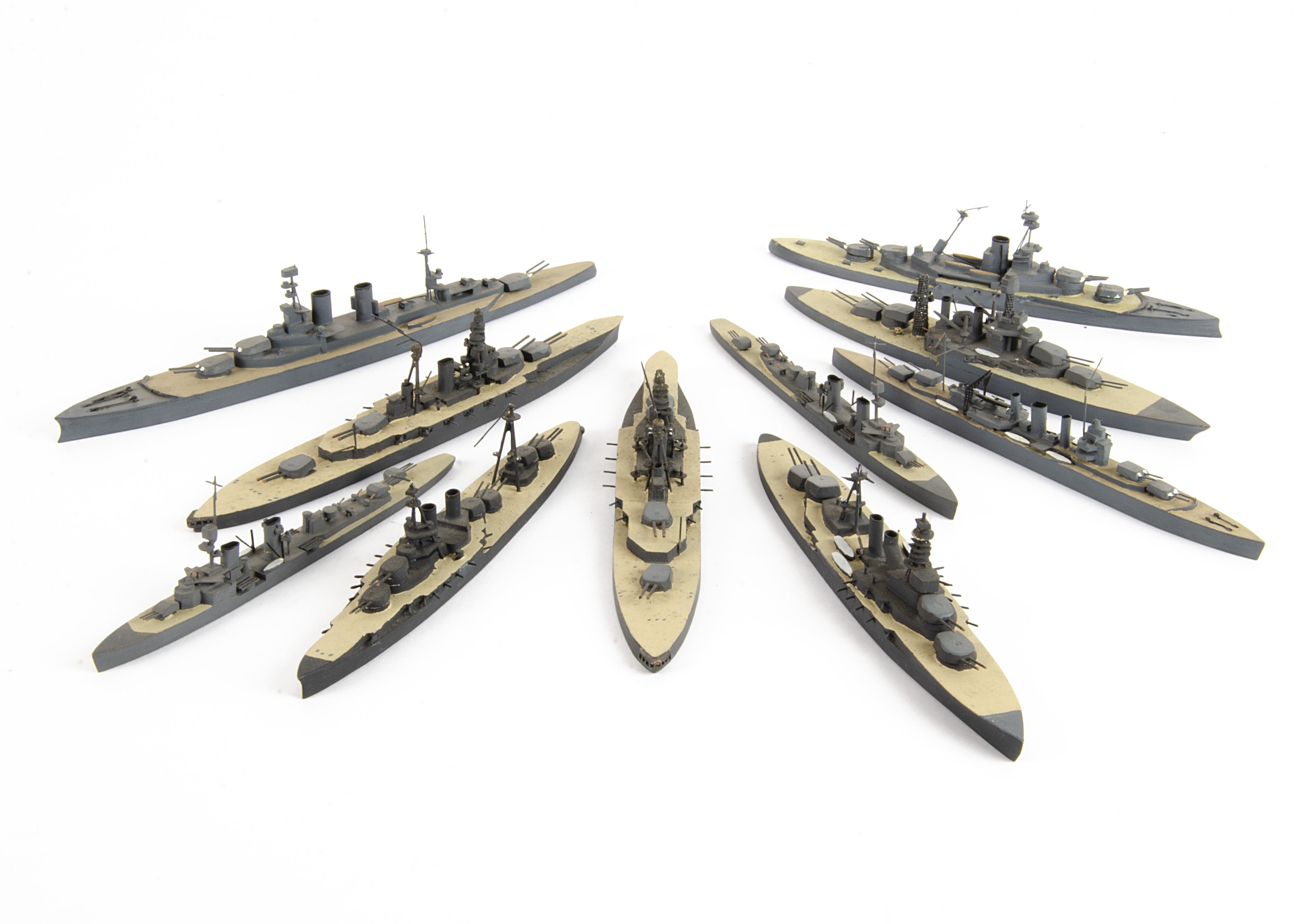 Bassett-Lowke Naval Waterline Models 1/1200 Scale, all with Bassett-Lowke paper labels includes, HMS