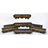 Leeds (LMC) O Gauge Southern Railway Coaches, with lithographed paper sides on wooden bodies,