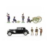 Dorset Soldiers resin Staff Car with recast Staff Officers (3), Trophy Miniatures French 19th